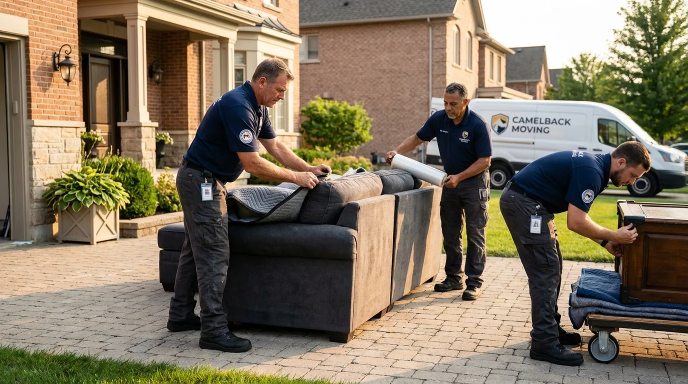 Large estate moving crew wrapping furniture in Headland, AL